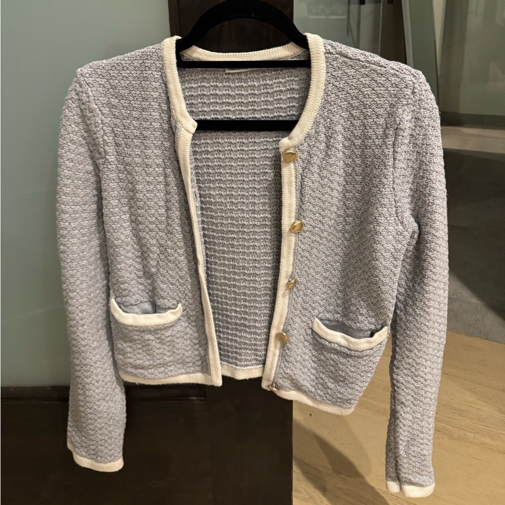 Abercrombie & Fitch Gray Cardigan with Gold Buttons